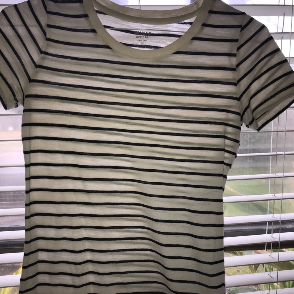 Black and cream strip top